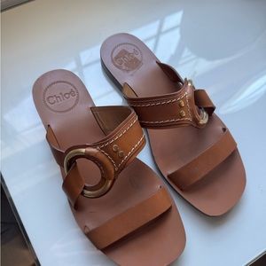 Chloé Brown Leather Sandals